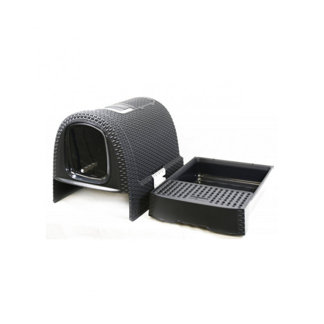 Maison De Toilette Gris Anthracite Pour Chat Curver encequiconcerne Maison De Toilette Pour Chat Curver