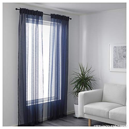 Mbi 1 Paire De Rideaux Voilages Bleu Foncé Dimensions dedans Rideaux Largeur 100 Cm