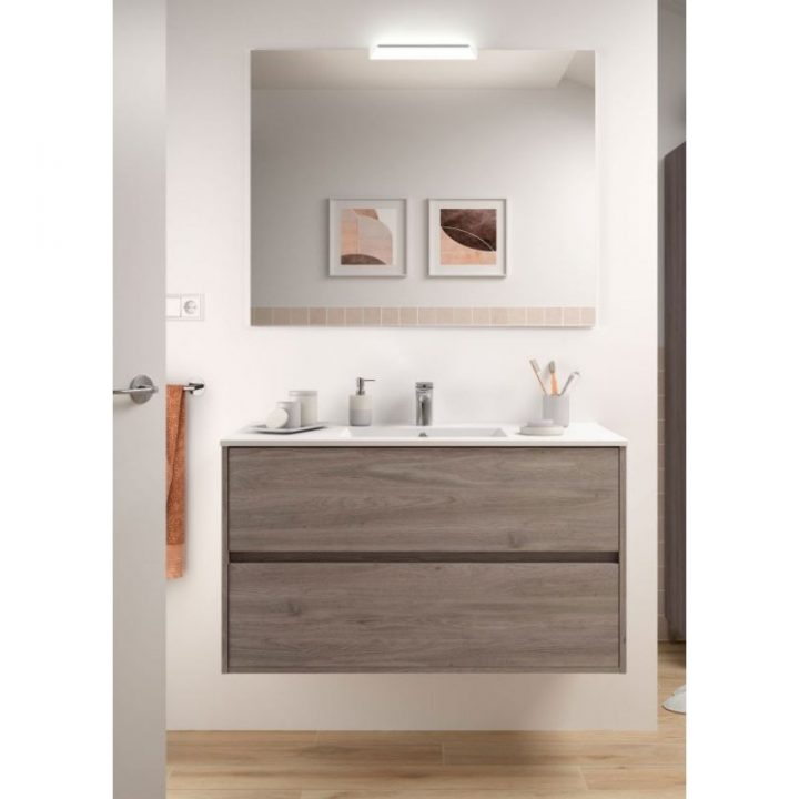 Meuble De Salle De Bain Toilette 100 Cm Suspendu Avec encequiconcerne Evier Toilette