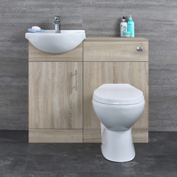 Meuble-Lavabo & Toilette Wc 41X78X30Cm Classic Oak tout La Toilette Au Lavabo