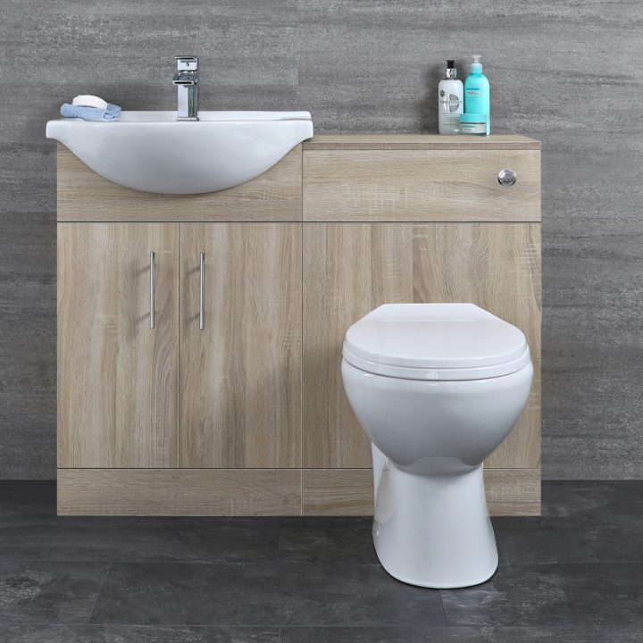 Meuble-Lavabo & Toilette Wc 51X78X30Cm Classic Oak concernant La Toilette Au Lavabo