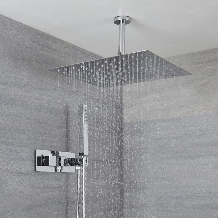 Mitigeur Thermostatique Avec Pommeau De Douche Plafonnier serapportantà Plafonnier De Douche