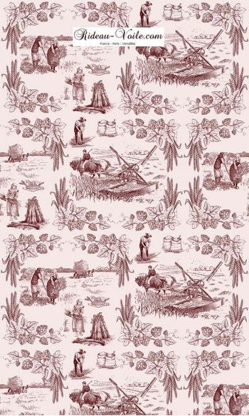 Motif Toile De Jouy Rideau Tissu Rouge | Toile De Jouy dedans Rideaux Toile De Jouy Rouge