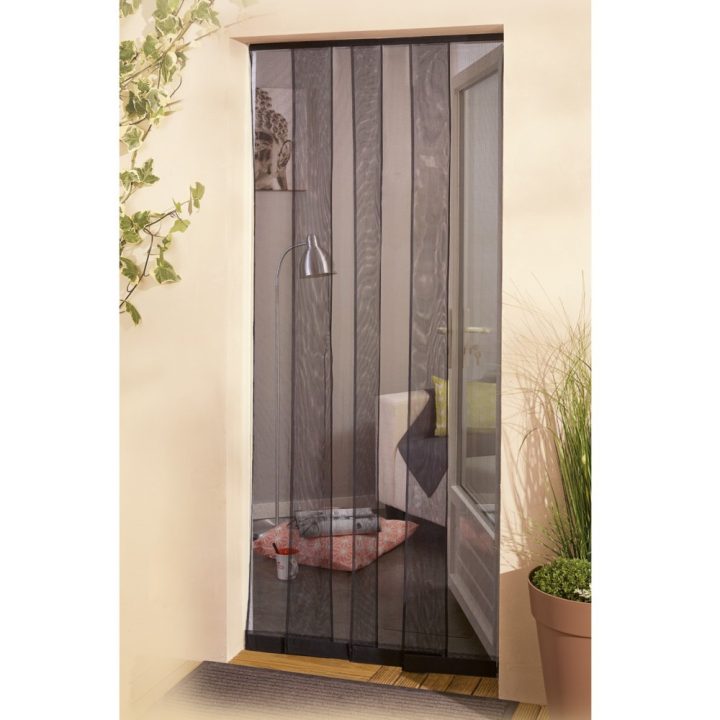 Moustiquaire Rideau 4 Lames Noir 215X95Cm Protecta – Volet à Rideau Porte Exterieur