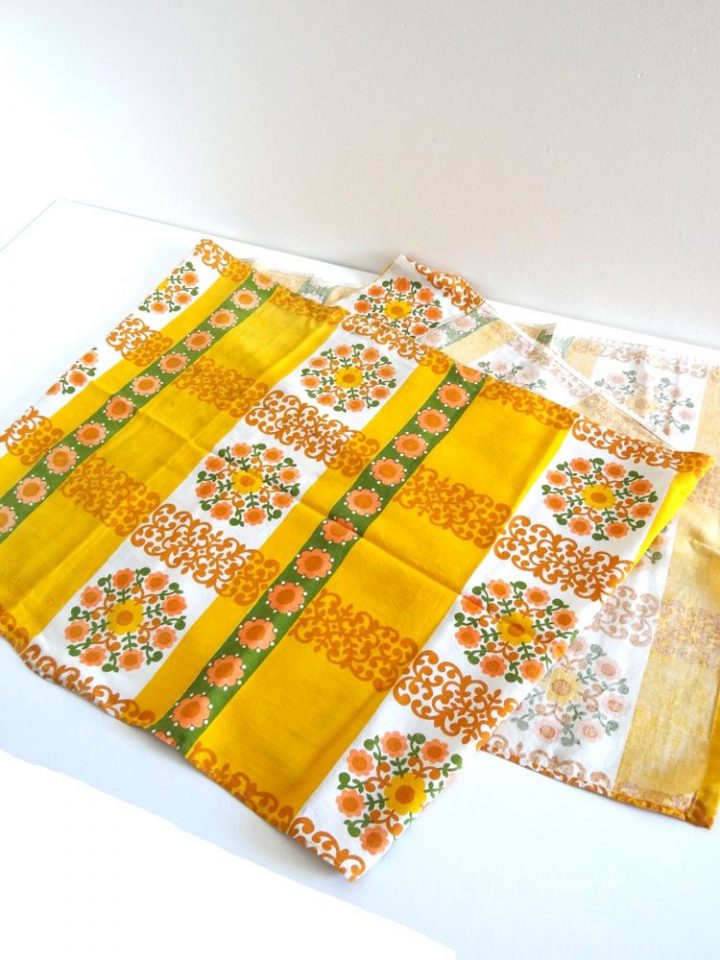 Nappe Chemin De Table En Tissu Vintage Années 70 Jaune À tout Chemin De Table Jaune