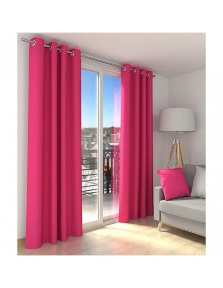 Paire De Rideaux Occultant Unis – 2 X 140 X 260 Cm – Rose à Rideau Rose Fushia