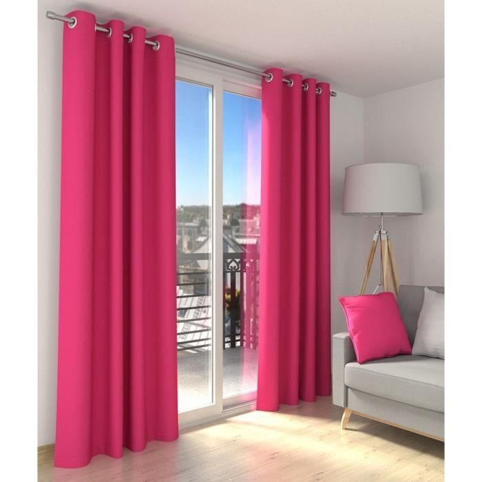 Paire De Rideaux Occultant Unis – 2 X 140 X 260 Cm – Rose encequiconcerne Rideau Rose Fushia