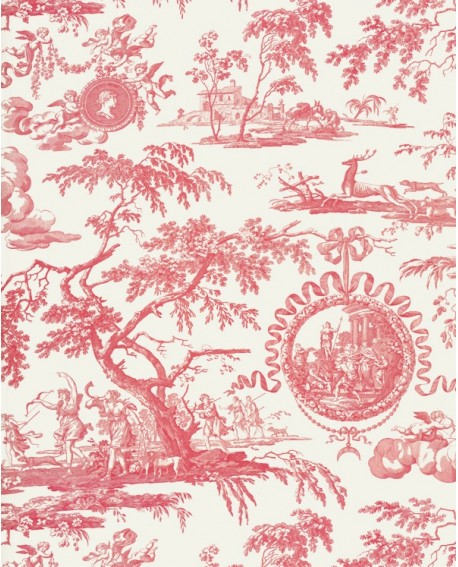 Papier Peint Toile De Jouy Charles Burger Chasse De Diane avec Rideaux Toile De Jouy Rouge