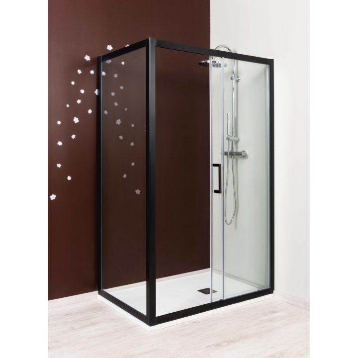 Paroi De Douche Coulissante Napa Noir Mat L.120 X H.195 Cm tout Cabine De Douche 4 Parois