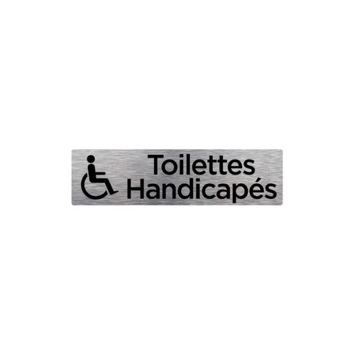 Plaque De Porte Toilettes Handicapés Alu Brossé 170 X 50 Mm pour Norme Toilette Handicapé