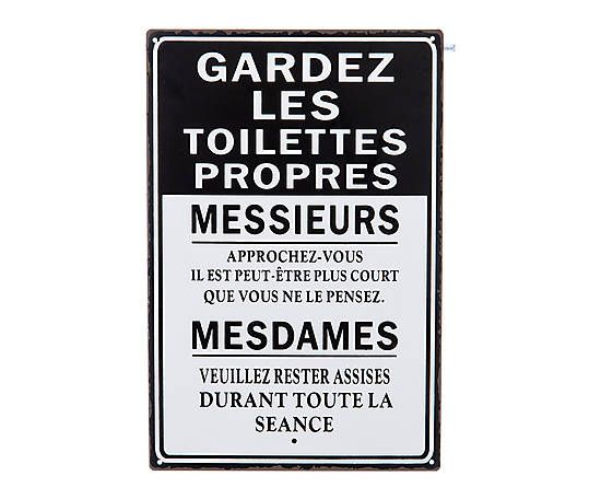 Plaque Métal, Noir Et Blanc – H30Pour Wc … | Citations destiné Affiche Toilettes Propres A Imprimer Gratuite