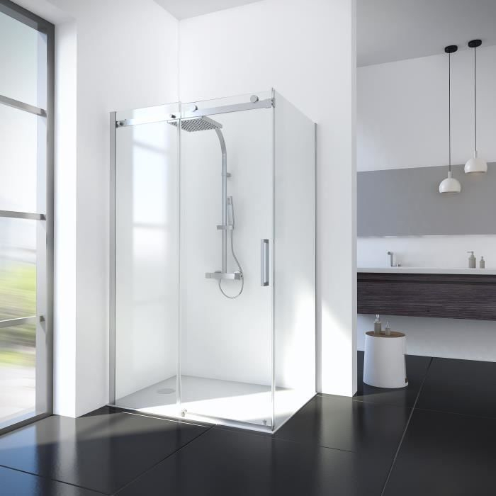 Porte De Douche Coulissante Avec Paroi Latérale 90X120 Cm pour Profilé Porte De Douche