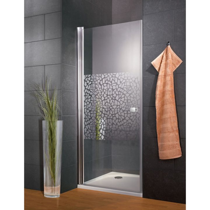 Porte De Douche Pivotante, Verre 6 Mm, Décor Galets concernant Porte Douche Pivot Pliante