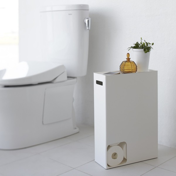 Porte Papier Toilette Yamazaki – Accessoires Wc Blanc avec Papier Toilette Fantaisie