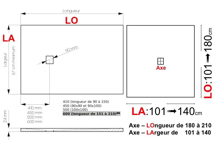 Receveur De Douche En Résine Sur Mesure, 120 Cm, Petite encequiconcerne Receveur Douche Grande Taille