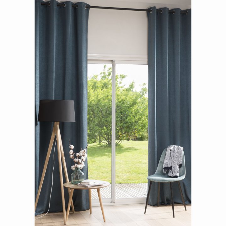 Rideau À Œillets Bleu Canard 140X300 | Maisons Du Monde pour Rideaux Occultants Bleu Canard