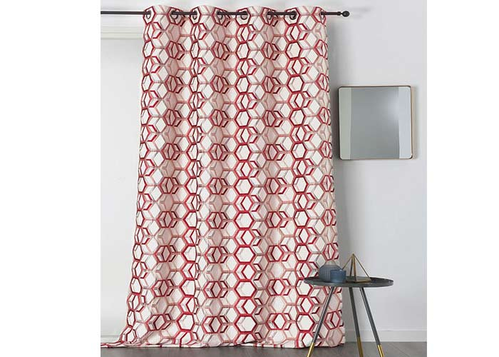 Rideau Alanis Polyester 135X250 Prêt À Poser Oeillets dedans Rideaux Motifs Géométriques