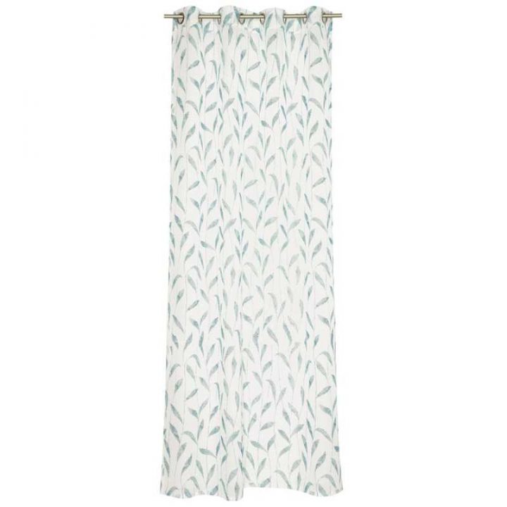 Rideau Contemporain Blanc Et Bleu À Oeillets Esprit Home pour Rideau Motif Bleu