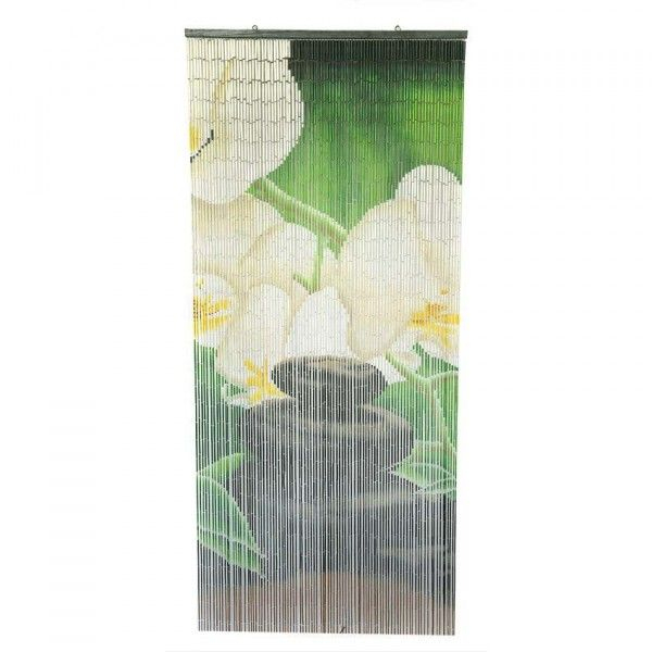 Rideau De Porte (90 X 200 Cm) Stick Bambou Zen Vert tout Rideau Laniere