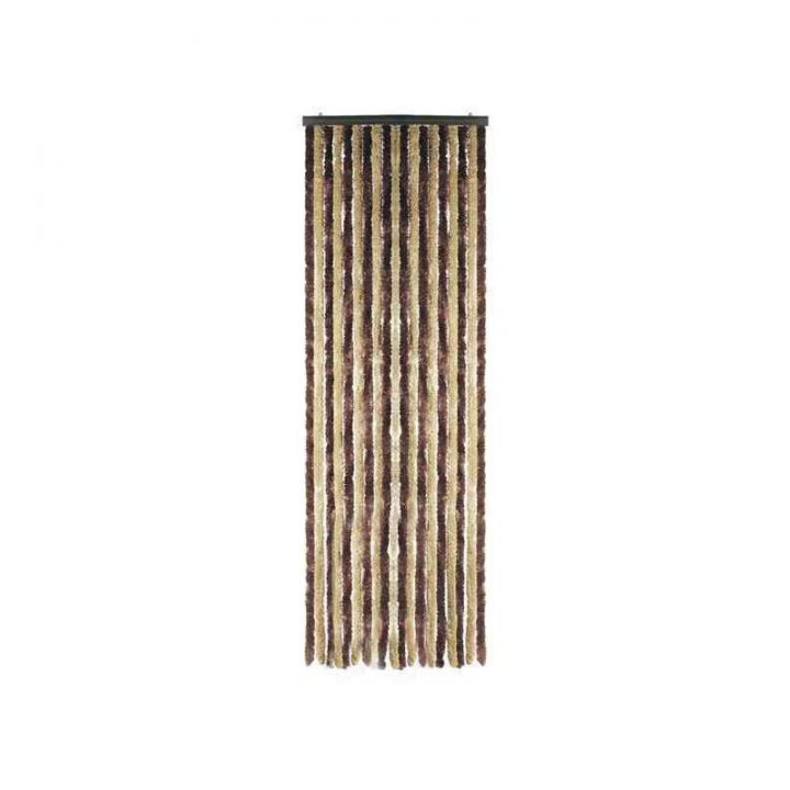 Rideau De Porte Chenilles Coloris Marron/Beige Pour pour Rideau Porte Exterieur