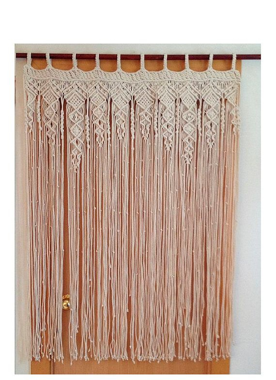 Rideau En Macramé, Macramé, Art Textile En Macramé, Art intérieur Tringle A Rideau 3M