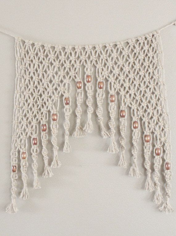 Rideau En Macramé, Suspension En Macramé, Art Textile intérieur Rideaux Dentelle Ancienne Ou Macramé