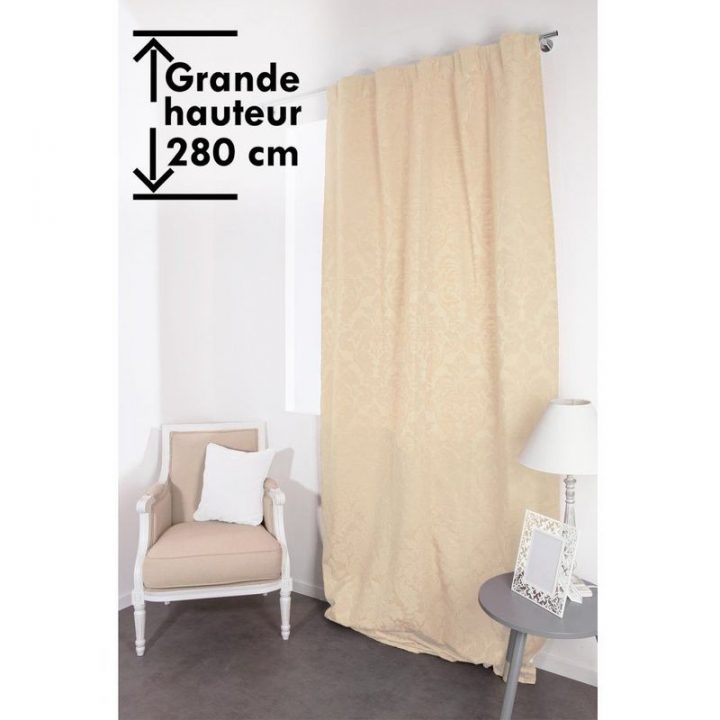 Rideau Jacquard Coton Grande Hauteur À Galons Fronceurs tout Rideau De Douche Grande Hauteur