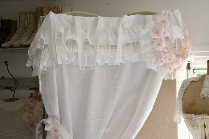 Rideau Lin Shabby Chic Froufrou Romantique | Rideaux tout Rideaux Style Romantique