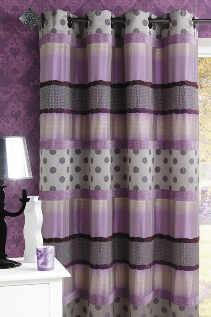 Rideau Mauve Avec Rayures – Decorhouse à Rideaux Rayures Rouge Et Blanc