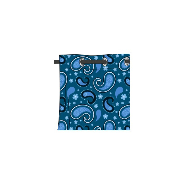 Rideau Motif Cachemire Bleu Ouessant – Deco-Tissus pour Rideau Motif Bleu