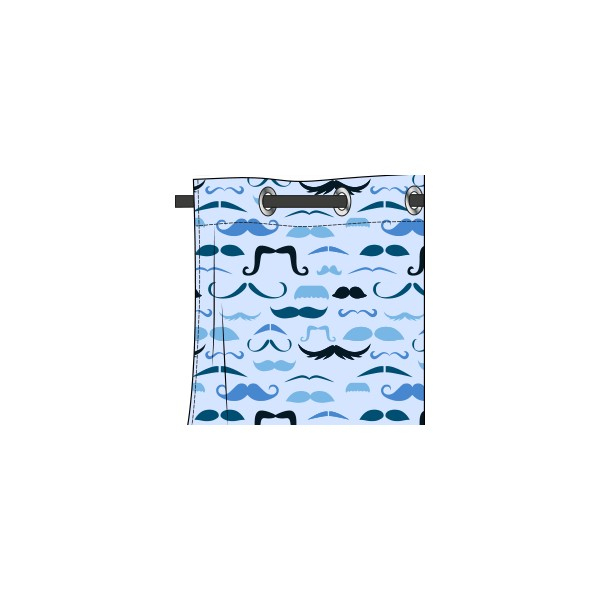 Rideau Motif Moustache Bleu Ouessant – Deco-Tissus tout Rideau Motif Bleu