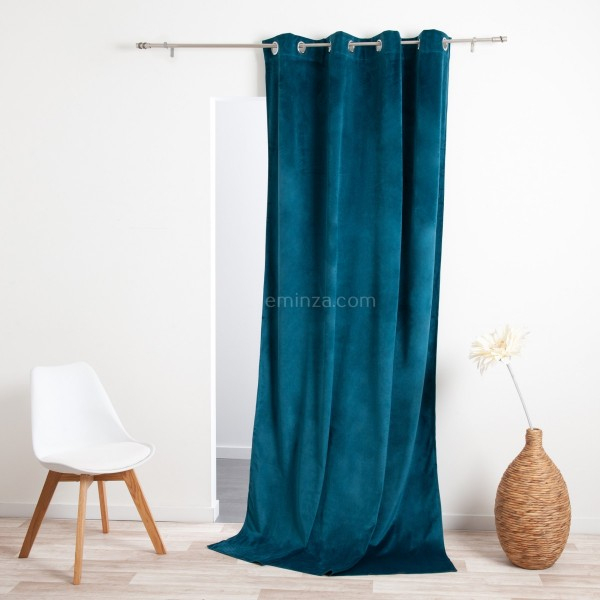 Rideau Occultant (140 X 260 Cm) Velours Bleu Canard encequiconcerne Rideaux Velours Vert