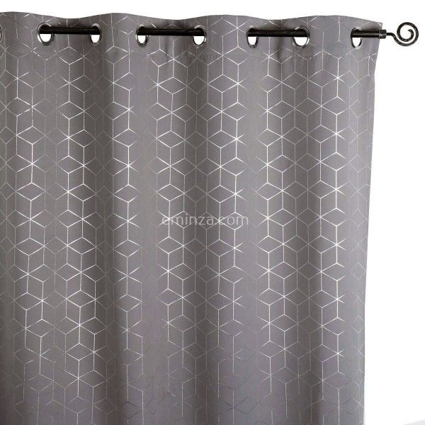 Rideau Occultant (140 X H250 Cm) Metallia Gris – Rideau destiné Rideau Noir Et Argent