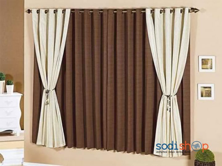 Rideau Occultant Couleur Marron Et Beige Mor00113 – Sodishop pour Rideau Occultant Beige