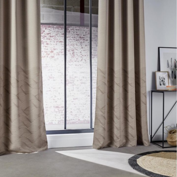 Rideau Occultant "Dany" 140X260Cm Taupe concernant Rideau Occultant Taupe