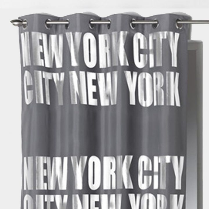 Rideau Occultant "New York Silver" 140X260Cm Gris avec Rideau Usa