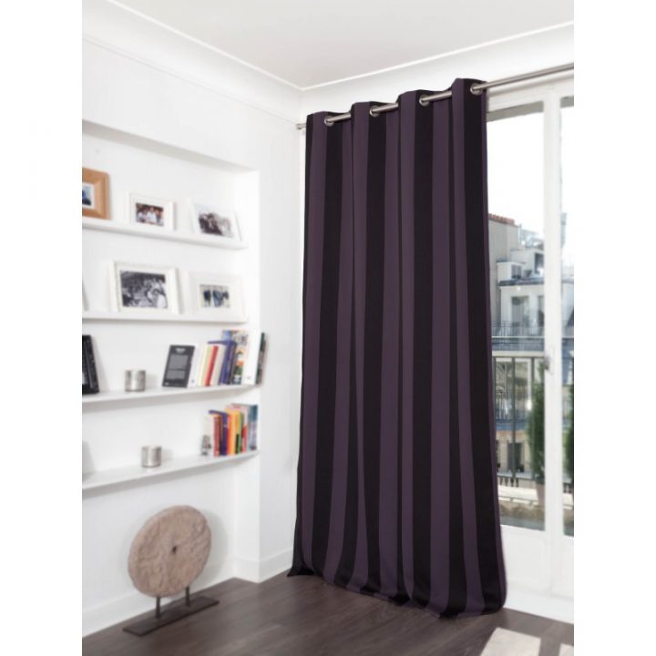 Rideau Occultant Rayé Striped Brush Violet Prune – Rideaux serapportantà Rideau Occultant Violet