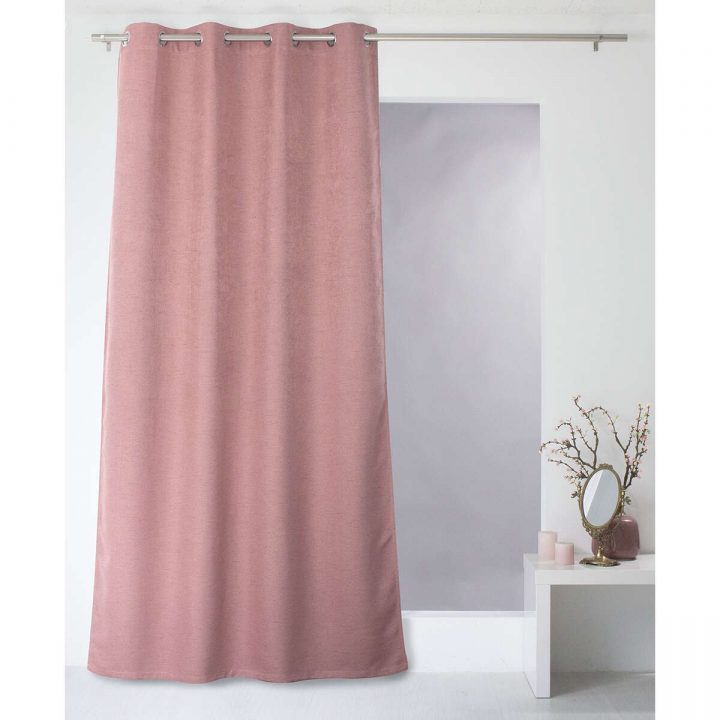 Rideau Occultant Uni Et Fileté – 140 X 240 Cm – Vieux Rose dedans Rideau Vieux Rose