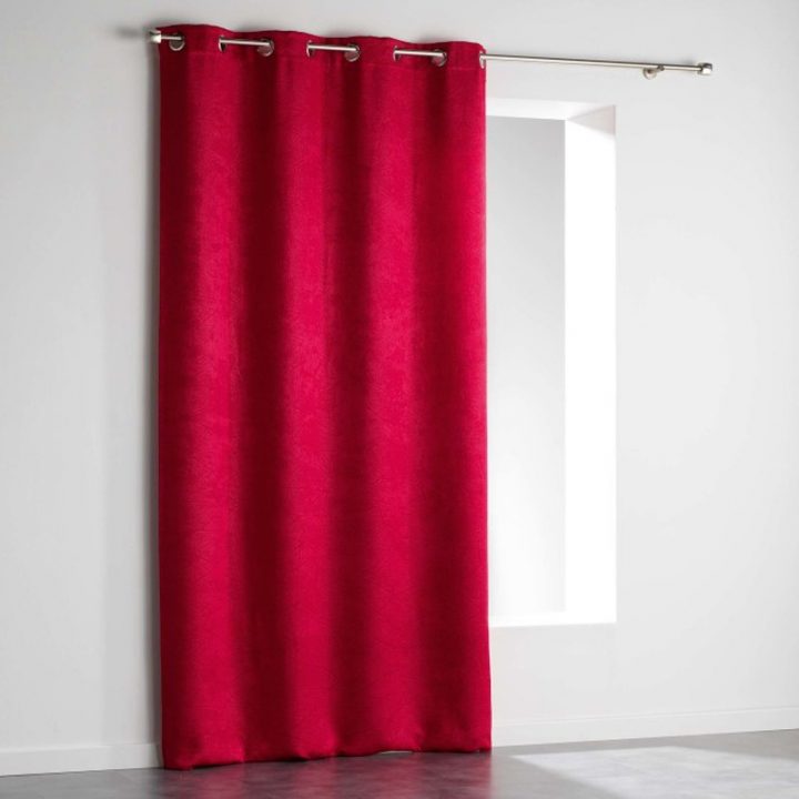 Rideau Occultant Velours "Triago" 140X240Cm Rouge destiné Rideau Occultant Rouge