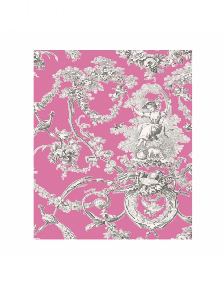 Rideau Sur Mesure Toile De Jouy Hotpink Tissu Ludivine avec Rideau De Douche Toile De Jouy