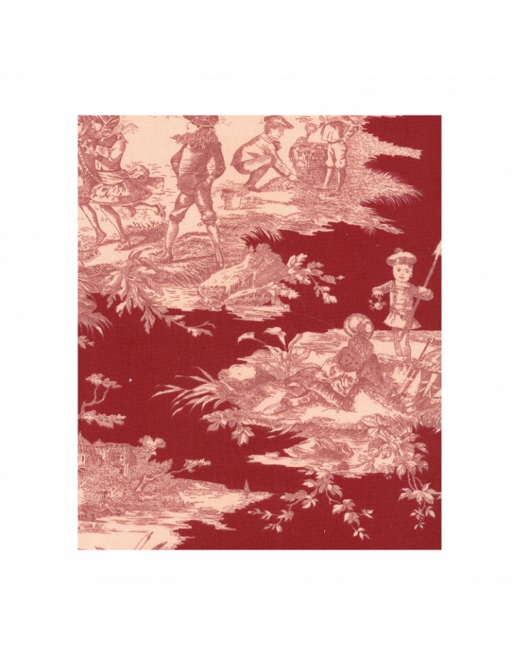 Rideau Sur Mesure Toile De Jouy Rouge Tissu Histoire D'Eau pour Rideau De Douche Toile De Jouy