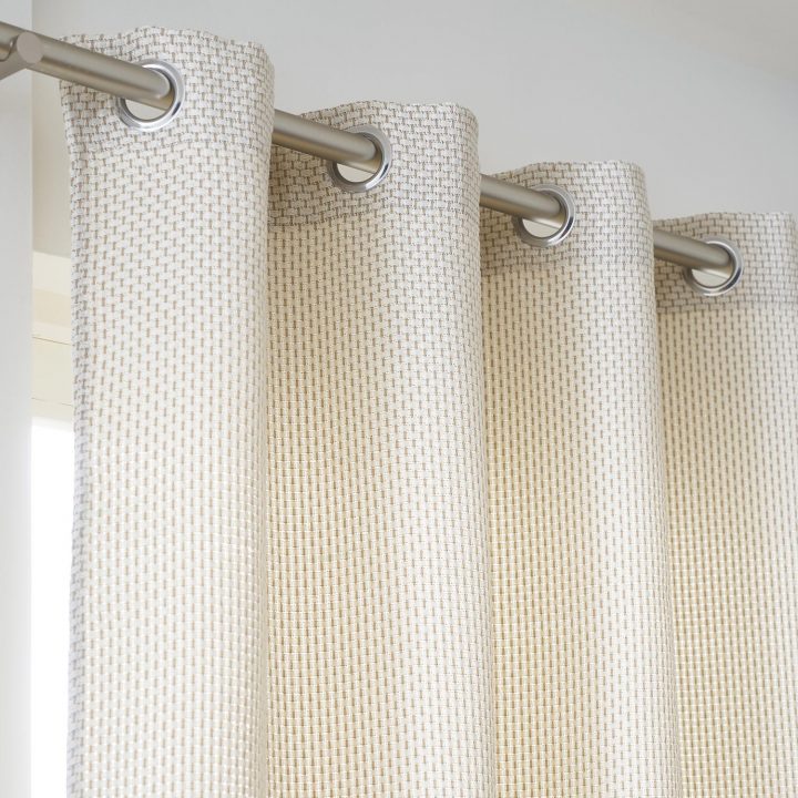 Rideau Tamisant, Enzo, Beige Et Blanc, L.140 X H.260 Cm pour Rideau Ruflette