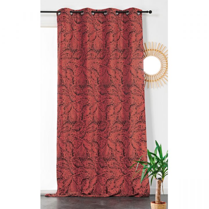 Rideau Tamisant Esprit Jungle Tropicale (Marron), (Vert avec Rideau Vert Foncé