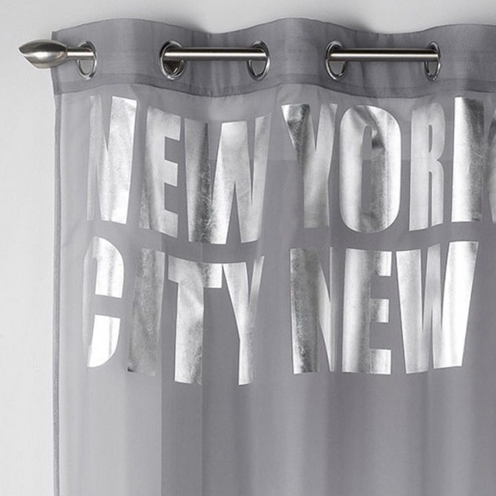 Rideau Voilage "New York Silver" 140X260Cm Gris intérieur Rideau New York But