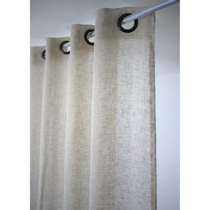 Rideau Voilage Sur-Mesure À Œillets Voile De Lin Beige pour Rideau Voilage Lin Blanc