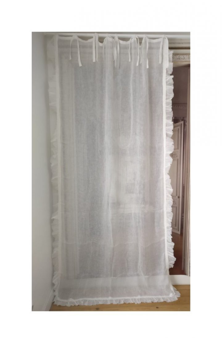 Rideau Voile De Lin Blanc Shabby – Le Monde De Rose intérieur Rideau Voilage Lin Blanc