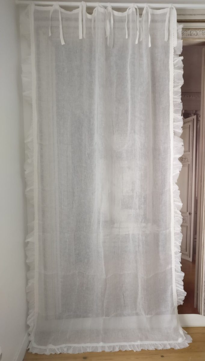 Rideau Voile De Lin Blanc Shabby – Le Monde De Rose tout Rideau Voilage Lin Blanc