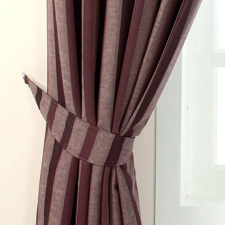 Rideaux Jacquard Galon Fronceur Rayures Larges Aubergine intérieur Rideaux Aubergine