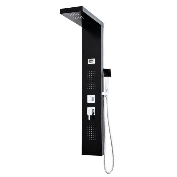 Rousseau Colonne De Douche Hydromassante Torquay Noir tout Colonne De Douche Lumineuse A Led