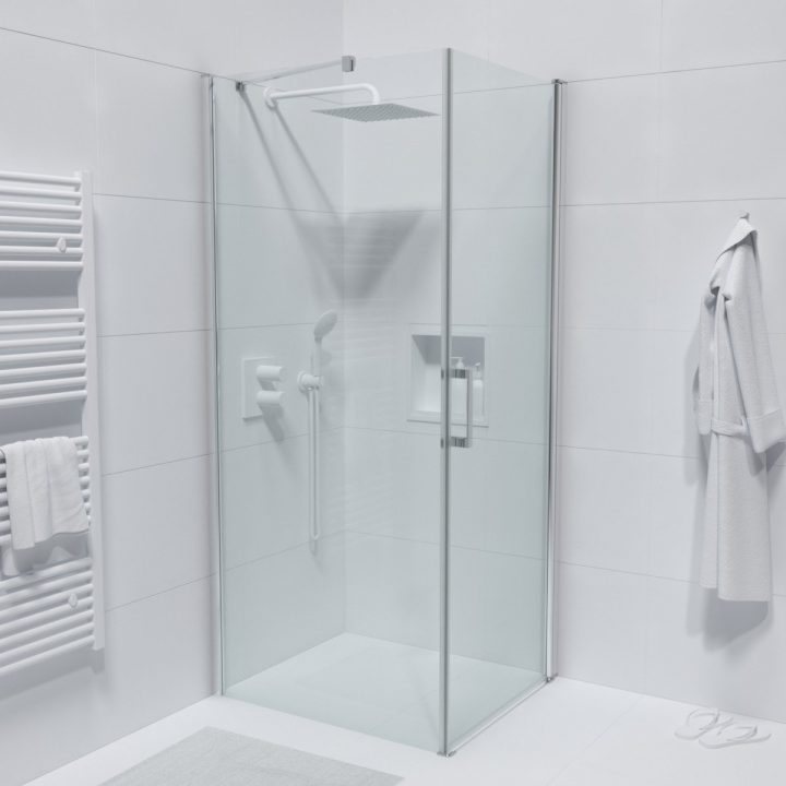 Saniclass Neptune Cabine De Douche Carrée 90X90X200Cm 1 dedans Paroi De Douche Anti Calcaire 120 Cm